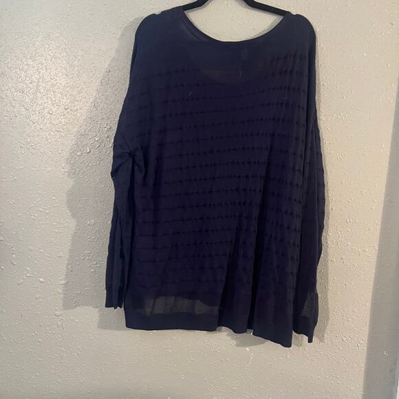 NWOT Lane Bryant Women's Long Sleeve Sweater Shirt 22/24 Navy Blue Sheer Layer - Picture 1 of 6